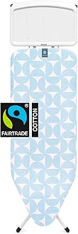 Brabantia - Ironing Board C - with XL Steam Unit Holder - Large & Foldable - Adjustable Height - Non-Slip Rubber Feet Cotton Cover - Child & Transport Lock - Fresh Breeze - 124 x 45 cm
