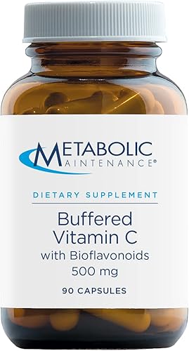 Metabolic Maintenance Vitamina C tamponada de 500 mg con bioflavonoides - Suplemento diseñado para ser fácil para el estómago (90 cápsulas)