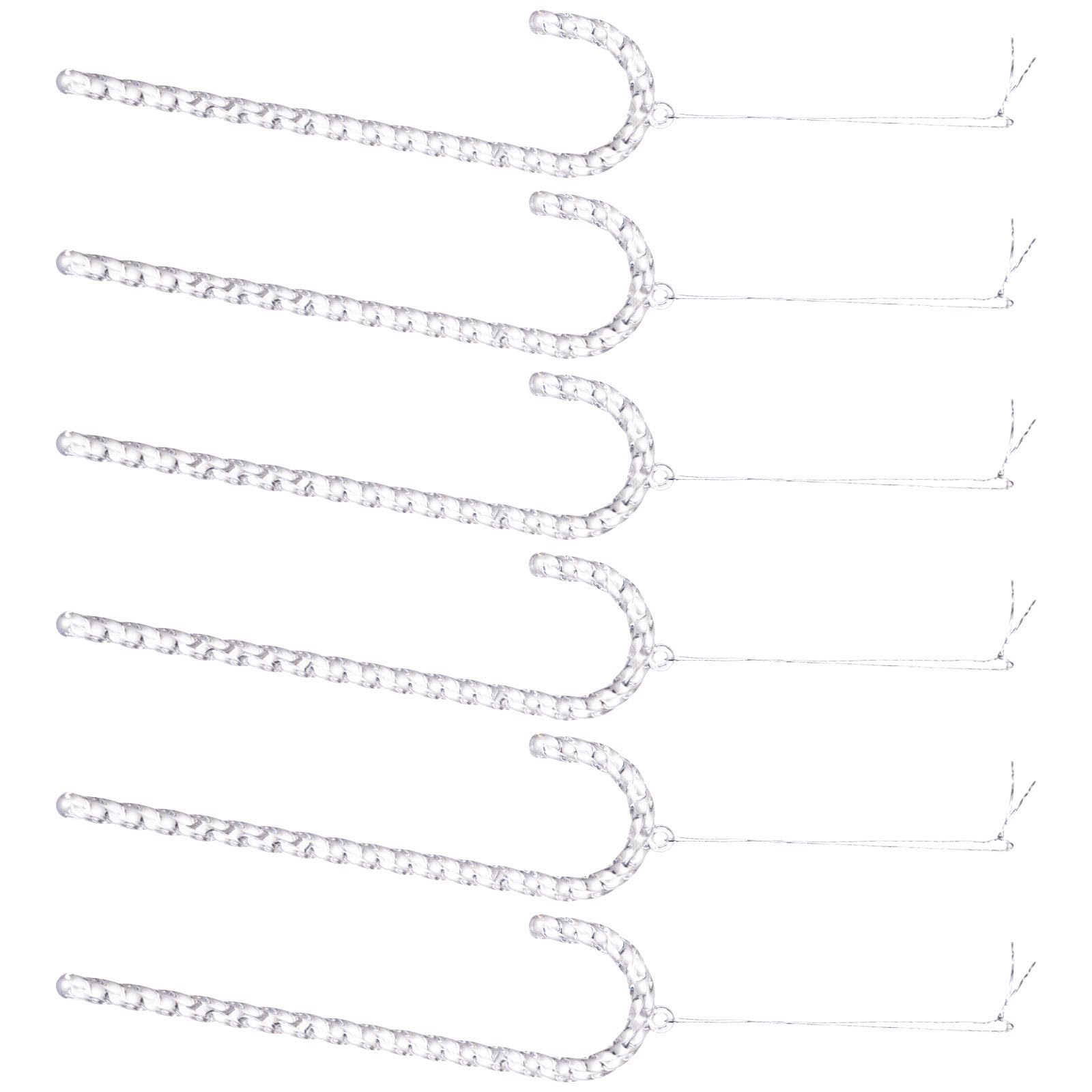Tsophreniq 6PCS Clear Strong Christmas Suspended Garnishes Permanent Polyacrylate Candy Stick Ornamentation for Indoor Holiday Celebratory Deck Strong Polyacrylate Holiday Garnishes