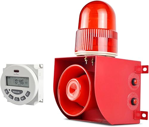 Y DIANS Timeable Alarm Siren Outdoor or Indoor 120dB Emergency Siren 25W Security Alarm Systerm with Timer, LED Strobe Light for Industry Mine disponible en Yaxa Colombia