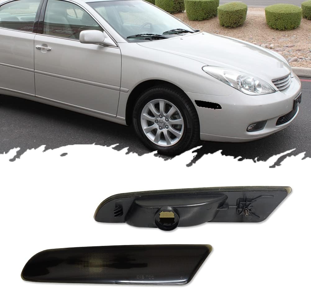 For 2002 2003 L-exus ES300,2004 2005 2006 L-exus ES330 Front Bumper Fender Side Marker Lights 8173133021 8174133021, LX2532102 LX2533102 Smoked Lens Amber Lights