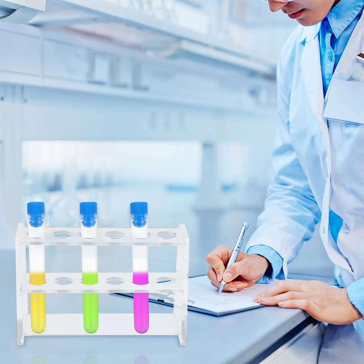 Mobestech 6stücke Testrohrständer Aus Transparentem Acryl Stabiler Für Röhren Für Labor Und Wissenschaftliche Experimente Leicht Und Platzsparend