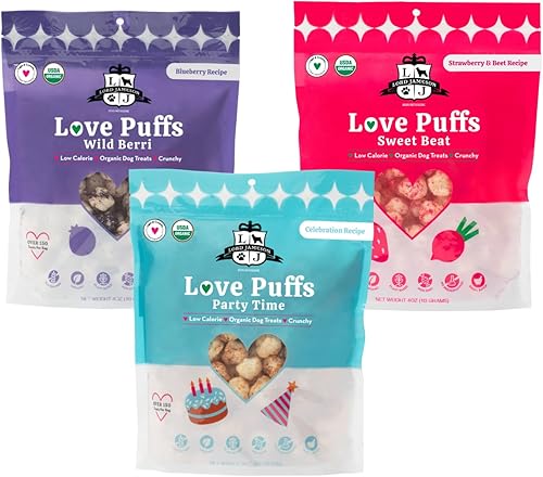 Miniatura 11 de Lord Jameson Crispy Orchard Light & Crunchy Love Puffs - Golosinas para perros de manzana y zanahoria, bajas en calorías, bajas en azúcar, sin