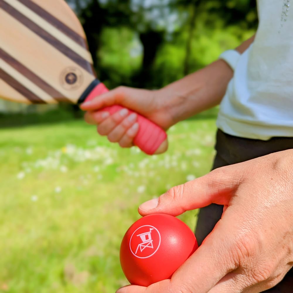 Set de 2 Balles de Raquette de Plage, Softball Rouge en Mousse PU et Speedball Orange en Caoutchouc, pour Débutants et Confirmés, 55-60mm
