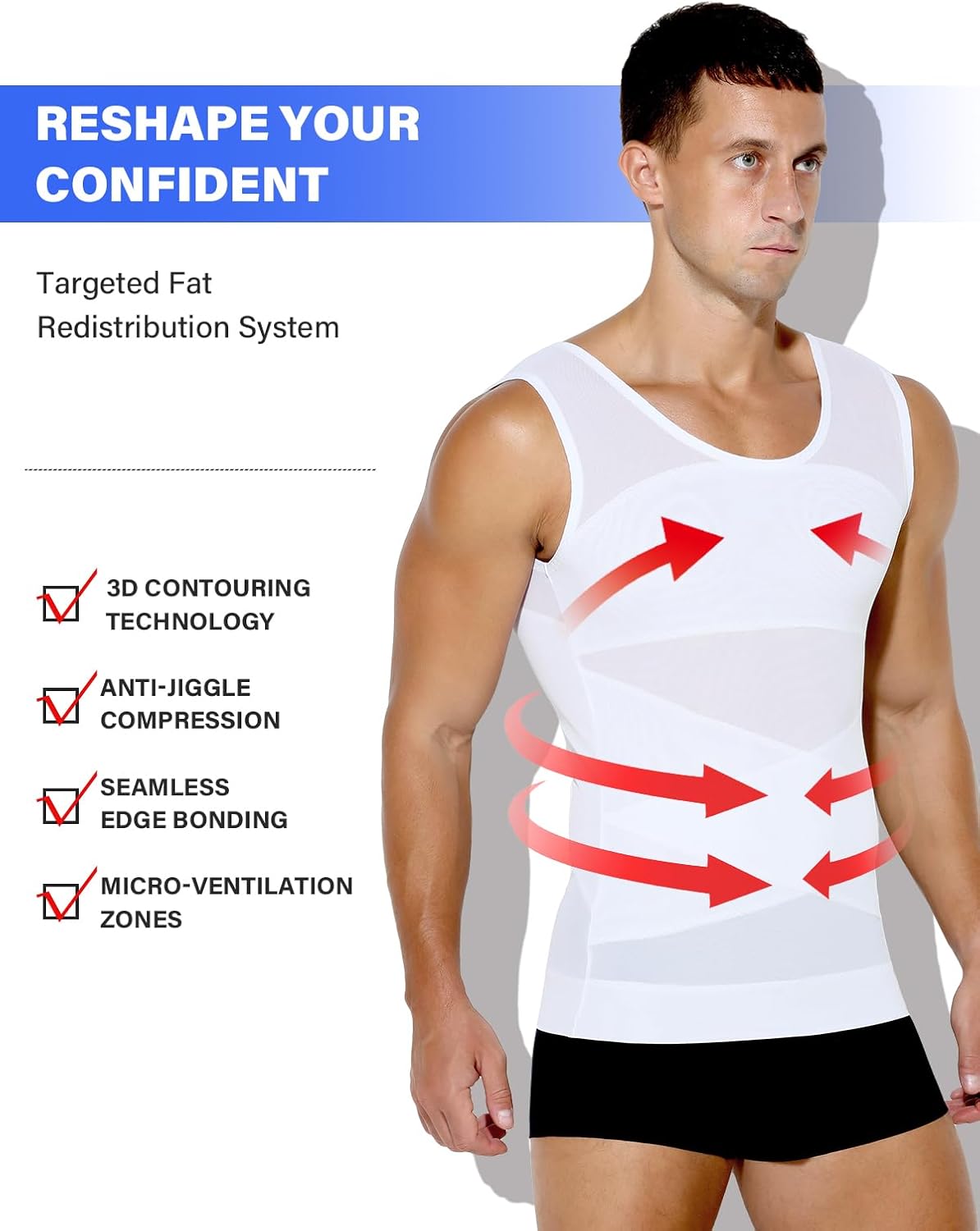 Arjen Kroos Men's Compression Tank Top Shirts 2 Pack Slim Fit Undershirts Workout Vest Breathable Mesh Shapewear - Image 3