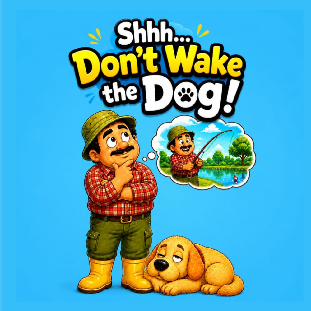 Shhh… Don’t Wake the Dog!: A Hilarious Wordless Picture Book About a Sneaky Fisherman and a Very Bad Idea
