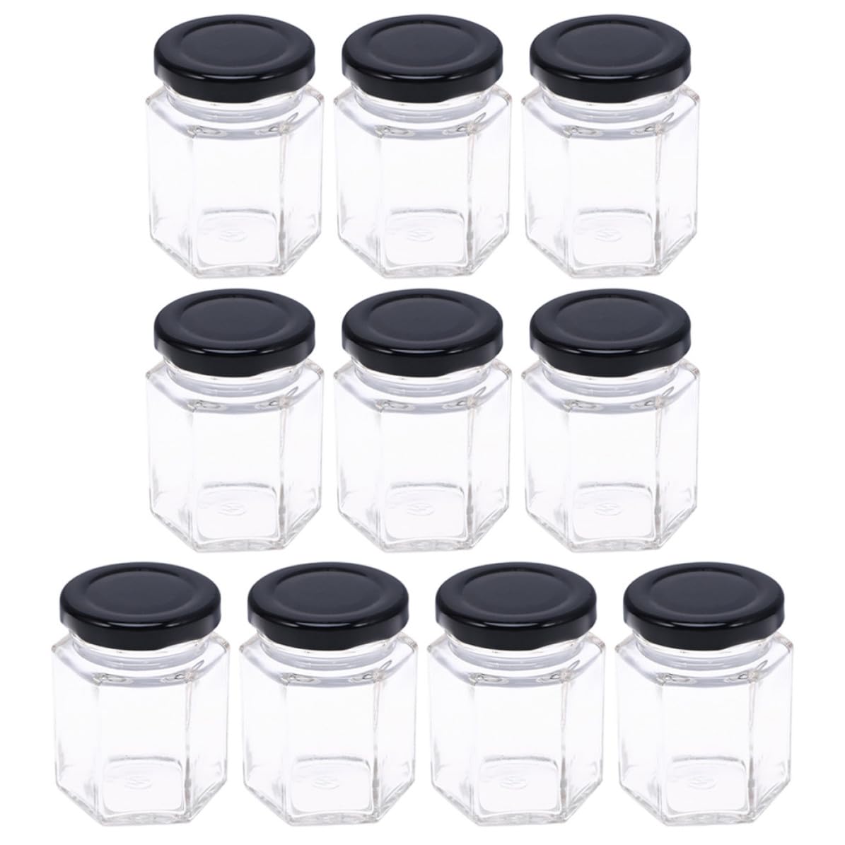 Bocaux en verre hexagonaux 85ml avec couvercle hermétique pour le stockage du miel lot de 10