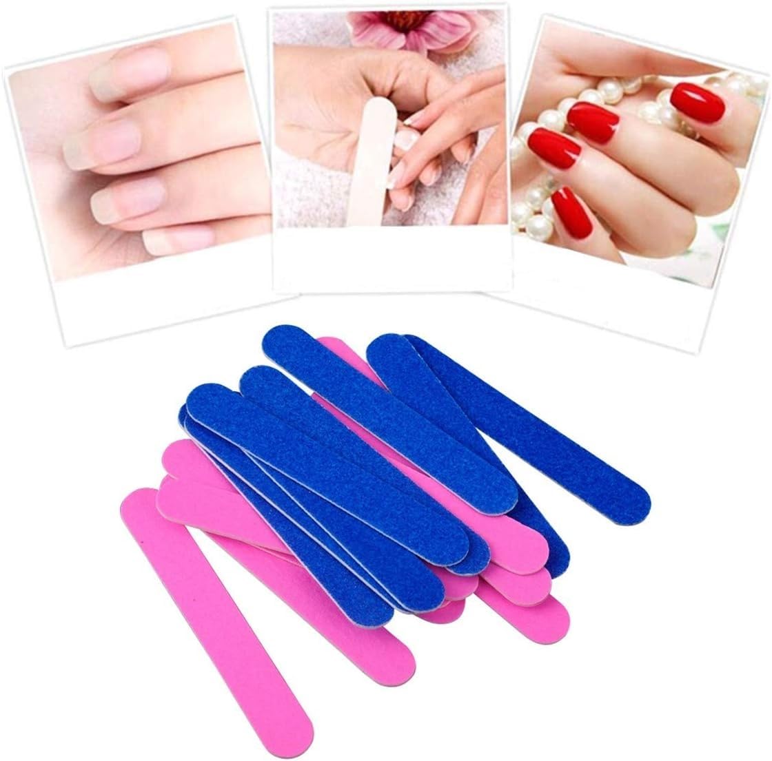 20-Pack Mini Nail Files - 100/180 Grit Double-Sided Emery Boards for Natural Nails, Compact Wooden Manicure Tools for Home & Salon Use, Disposable Nail Shapers, Multicolour (8.5 cm) 3