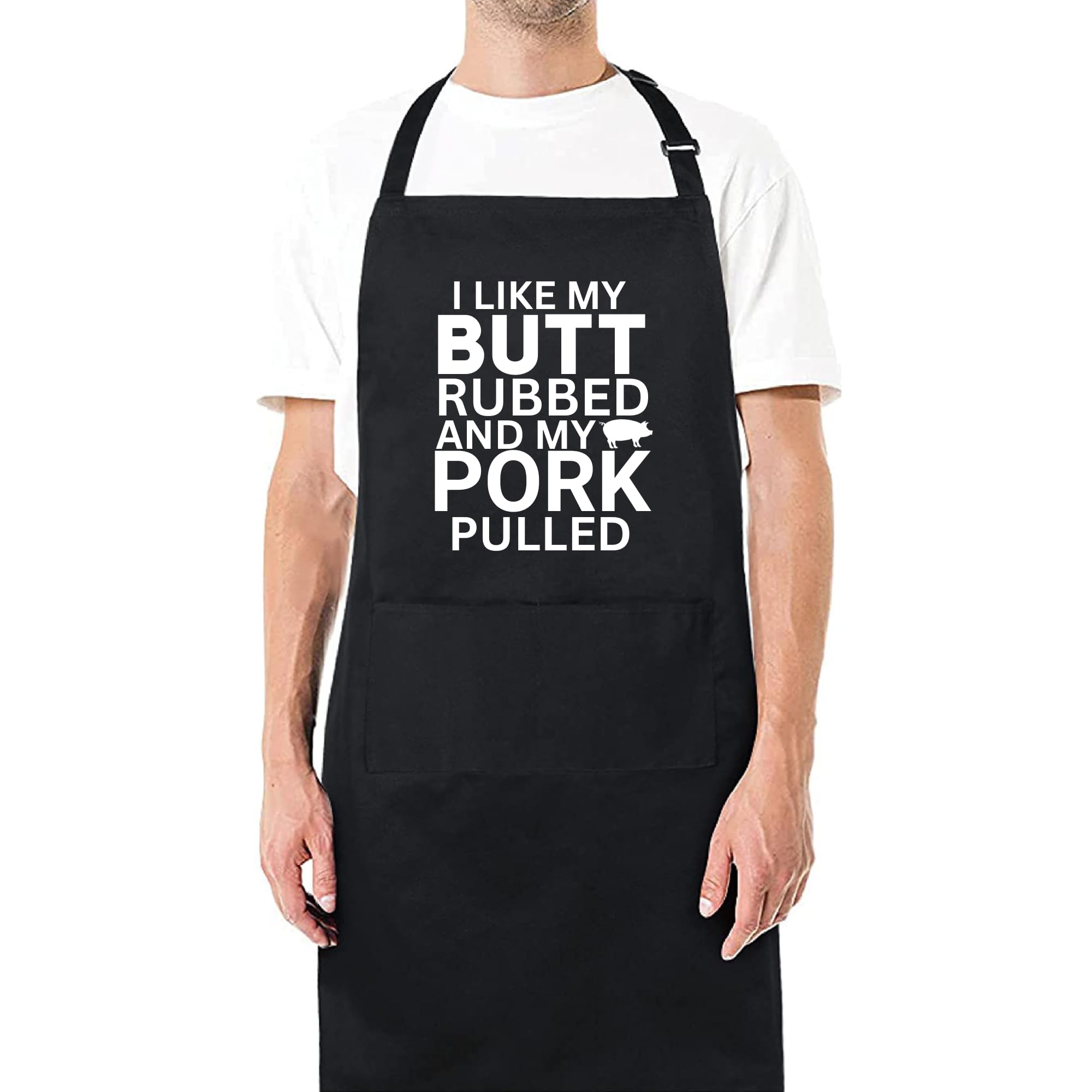 Be Buz Women's Black I Like My Butt Rubbed And My Pork Pulled Funny Aprons For Gift For Her Chef Apron Kitchen Apron Bbq Apron Gift Father Day