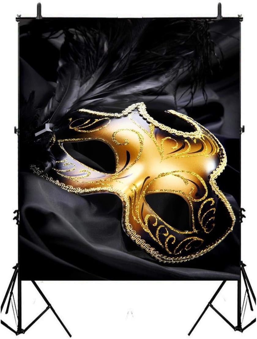 Exclusive Discount 60% Price 8 X 10 Masquerade Backdrop for Party, Golden Mask Backdrop, Mask Stage Background for Photography Decoration New Arrivals 8 X 10 Masquerade Backdrop for Party, Golden Mask Backdrop, Mask Stage Background for Photography Decoration