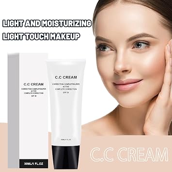 New Cosmetics Skin Tone Adjusting CC Cream SPF 50, Pre-makeup Primer Moisturizing Concealer for Brightening Skin Tone (Natural, 2PCS)