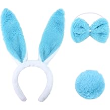 Bunny Costume Set for Girls & Women Bunny Ears Headband, Bow Tie, Tutu Skirt & Fluffy Tail, Easter Dress Up Outfit