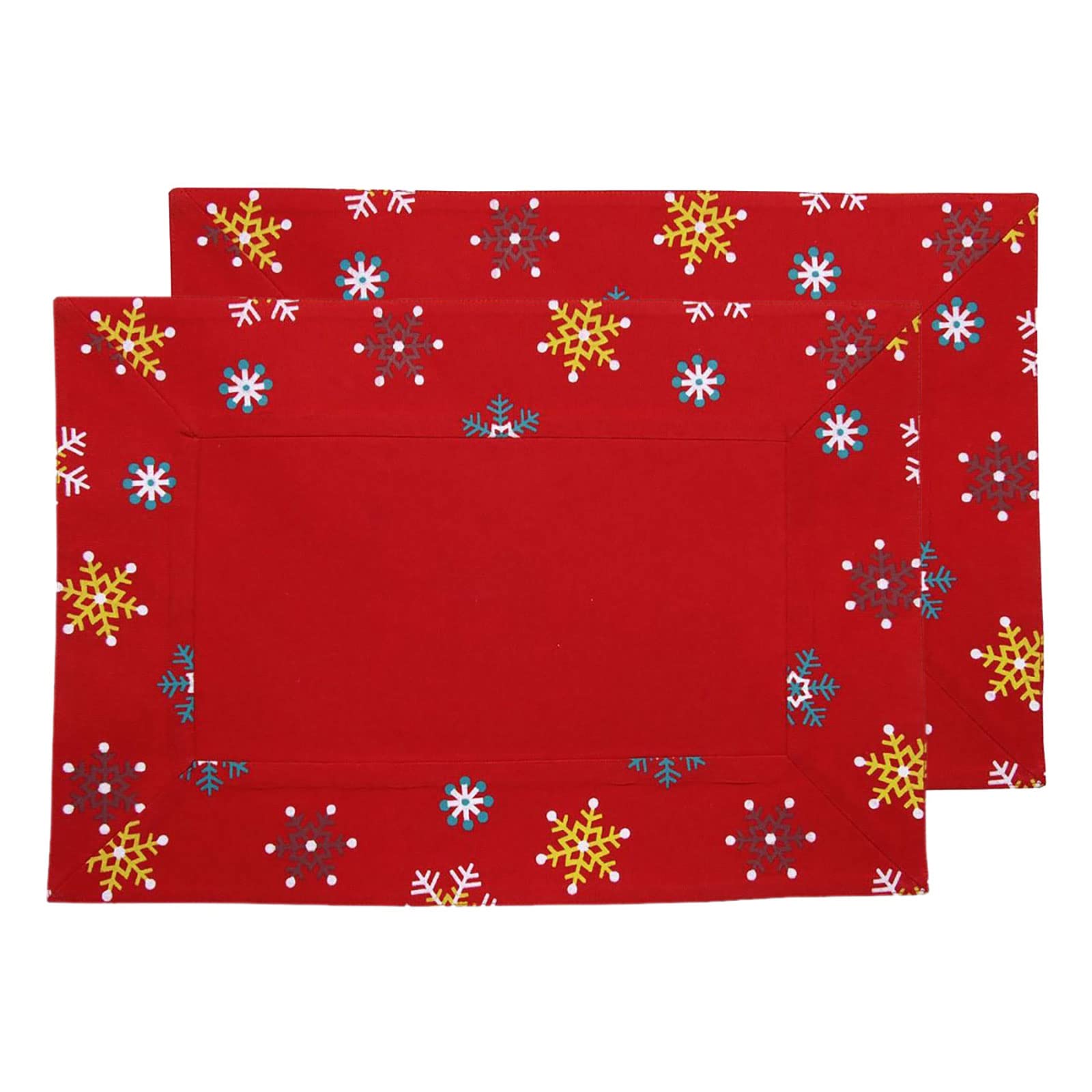 Homescapes Red Cotton Christmas Snowflake Pack Of 2 Placemats