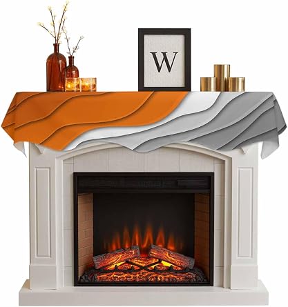 Mantle Scarf Abstract Gradient Striped Art Fireplace Scarf Modern Ombre Blue