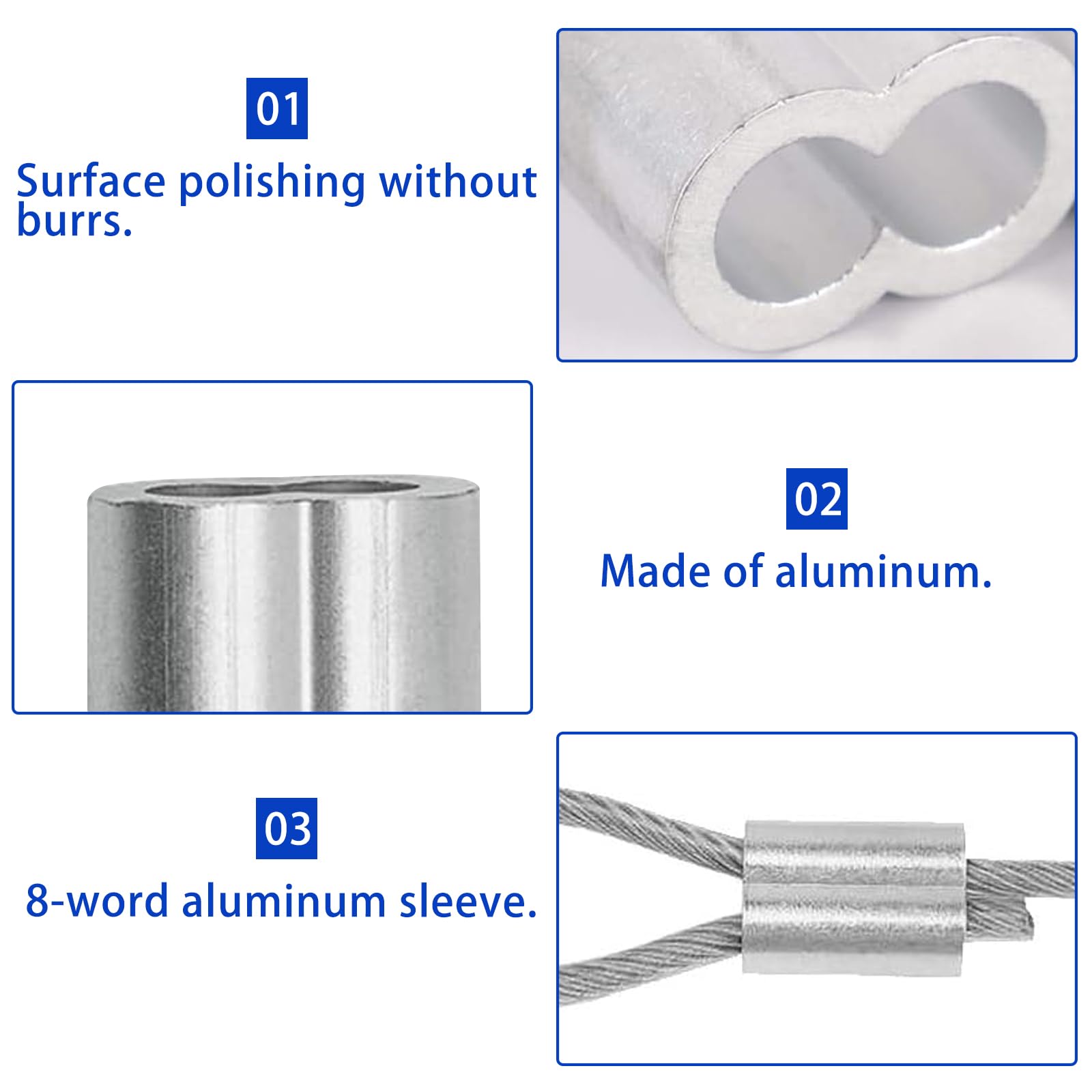 150 Manicotti In Alluminio Per Cavi - Morsetti A Pressione 3mm Per Funi Metalliche E Cavi D'Acciaio - Foto 11