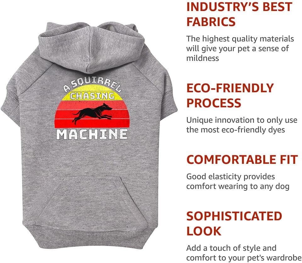 A Squirrel Chasing Machine Dog Hoodie with Pocket - Squirrel Gifts - Gifts for Pets - Black, S