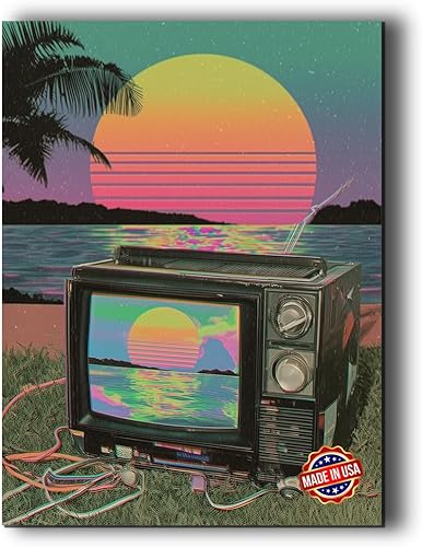 Miniatura 10 de Synthwave Skyline Canvas Wall Art Decor by BCB Print | HD Printed & Wooden Framed Wall Art | Modern Wall Decor for Bedroom, Living Room, Office,