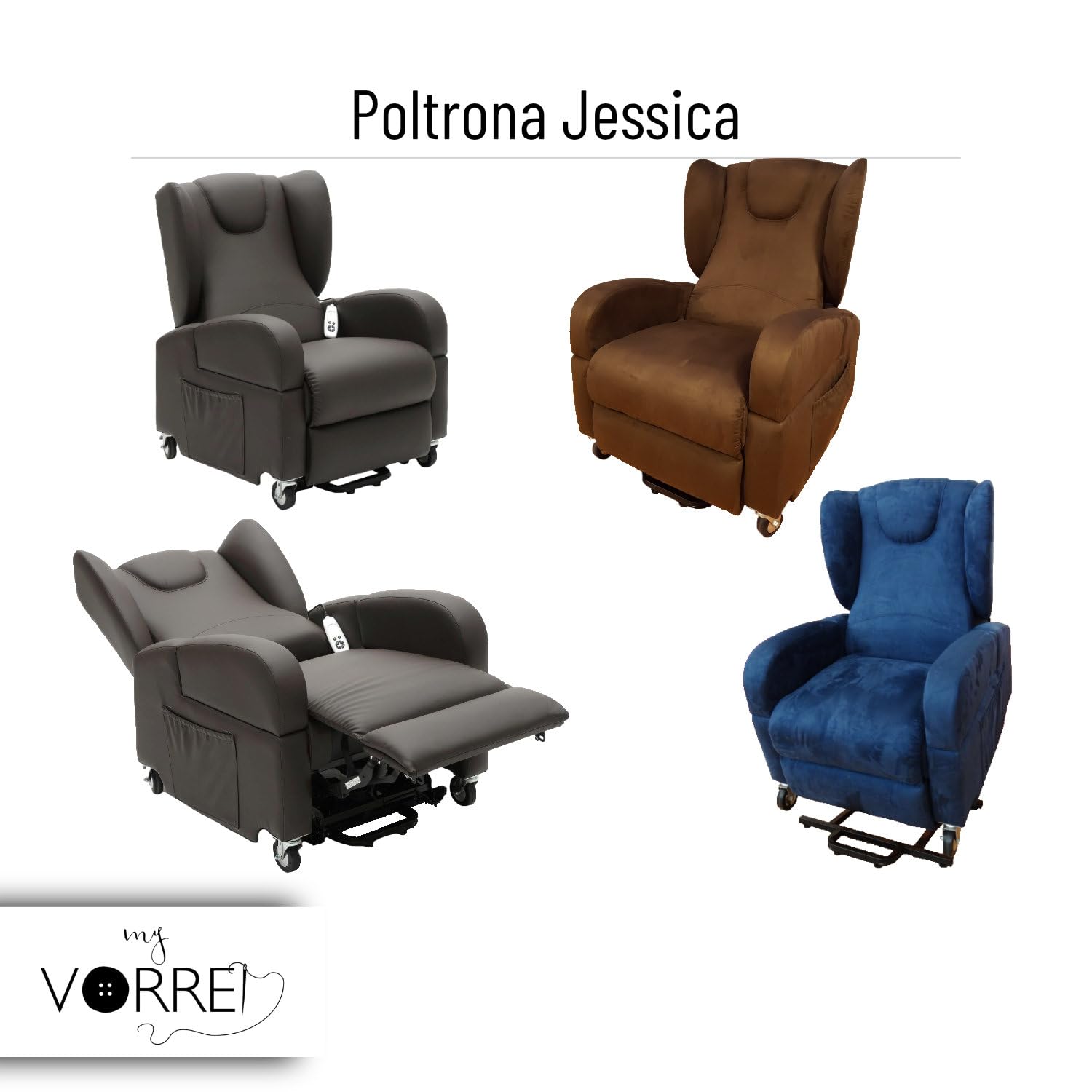 Sillón Relax 2 Motores Apoyabrazos Extraíbles Asa Trasera 4 Ruedas Revestimiento Microfibra Dispositivo Médico Clase 1 Jessica