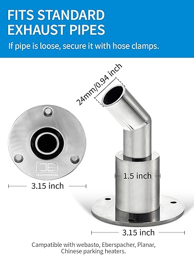 Miniatura 2 de OCEANBROAD Stainless Steel 316 Thru Hull Exhaust, Fitting 22mm/24mm Hose Pipe Marine Exhaust Port for Webasto, Planar, Eberspacher, Chinese Diesel