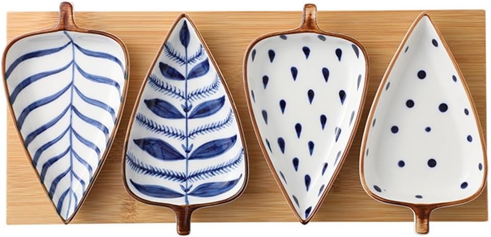 Hand-painted Glazed Color Snack Dish Combination Creative Leaf Sauce Cold Household Ceramic Plate