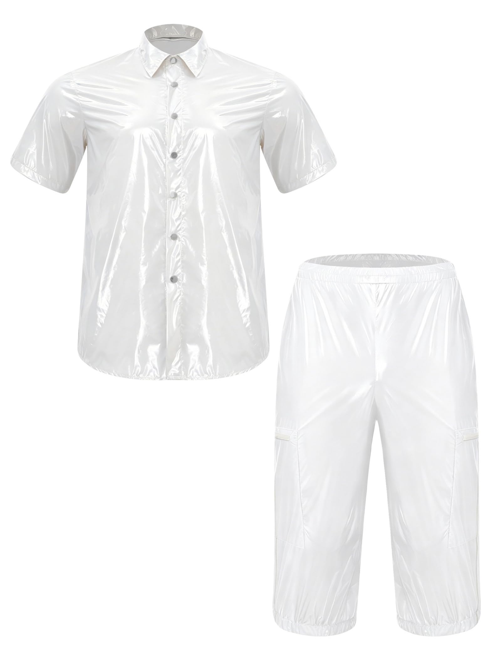 Hombre Ropa Deportiva Trotar Traje Deporte Conjunto Verano Sauna | Conjunto Pantalones Capri Con Cintura Elástica,Traje Brillante Fiestas Y Raves,De Actuación En Escena,Ropa Playa,Jogging