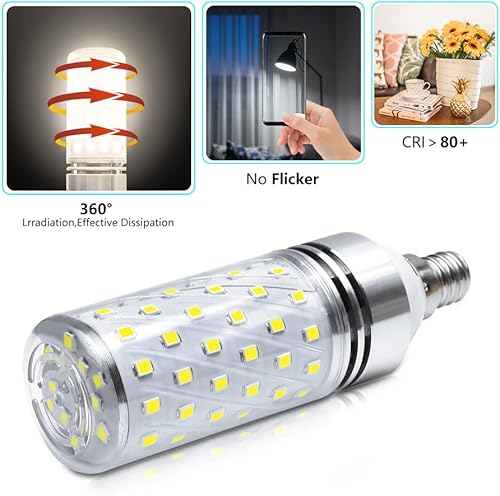 Miniatura 3 de Bombilla LED E12 superbrillante, bombillas LED de 16 W y 1500 lm, color blanco natural de 4000 K, CRI80+, equivalente a bombilla incandescente de