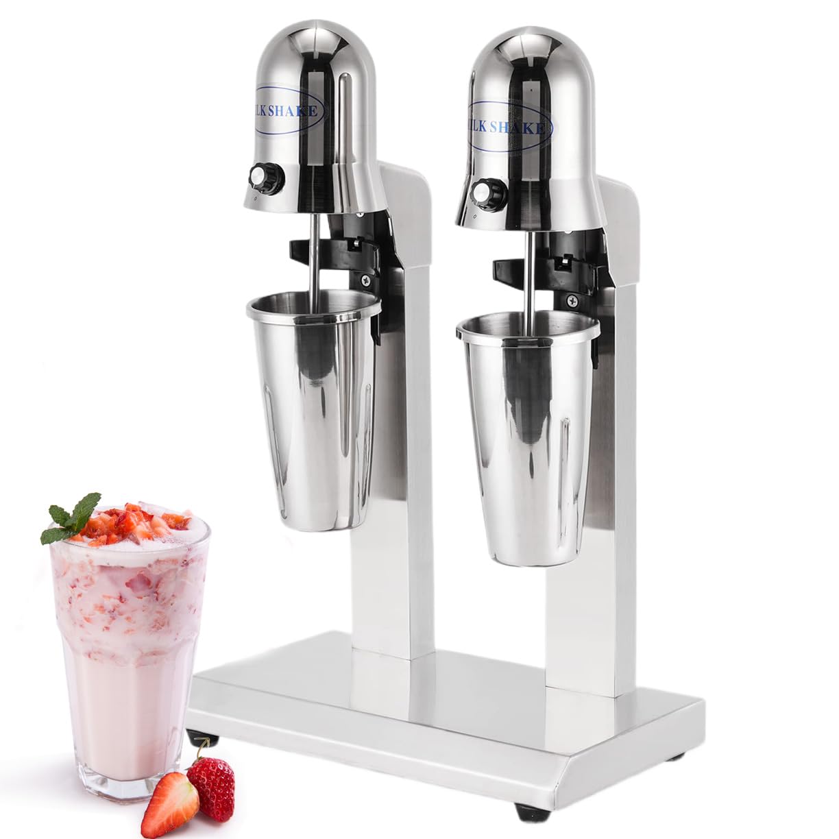 Wytrząsarka Do Mleka Z Podwójną Głowicą, Blender Do Koktajli Mlecznych O Mocy 560 W, Regulacja Prędkości Z Dwiema Prędkościami Równomierne Mieszanie, Kubek Z Podziałką O Pojemności 850 Ml X2