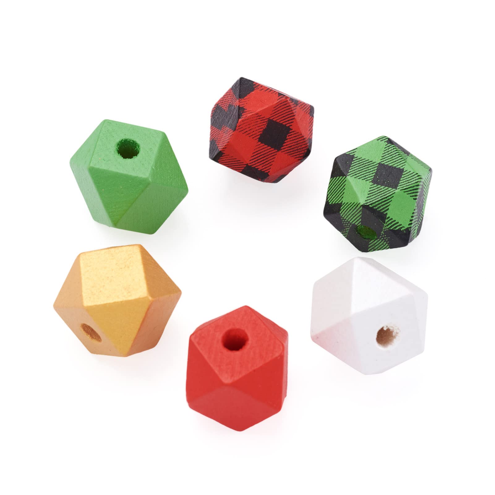 140 perline rotonde in legno naturale, ovali, stampate, a righe, perline sfuse per ghirlande, artigianato, macramè, creazione di gioielli [poligono-6 colori]