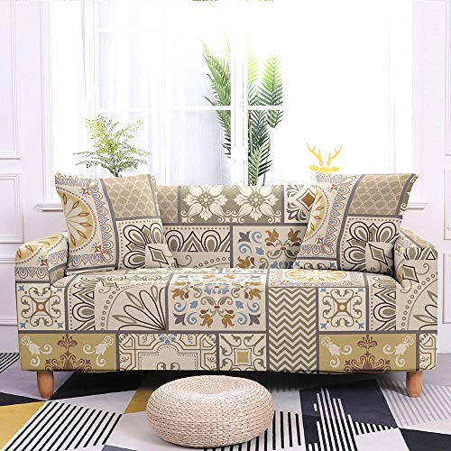 Fundas De Sofá Universales Elásticas Geométricas para Sala De Estar Funda Antideslizante Elástica Protector De Forro Antipolvo (Sin Funda De Almohada)-Serie 1_3 Plazas 190-230Cmfundas De Sofa