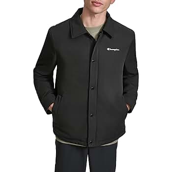 Champion Men's Active Water-Resistant Coaches Jacket, Black