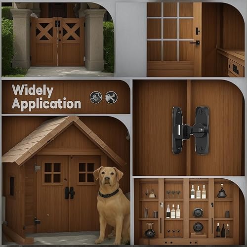 Miniatura 6 de Pestillo y cerradura de puerta de granero de 90180 grados, pequeños cierres de puerta abatible, cerradura de puerta corrediza de seguridad para