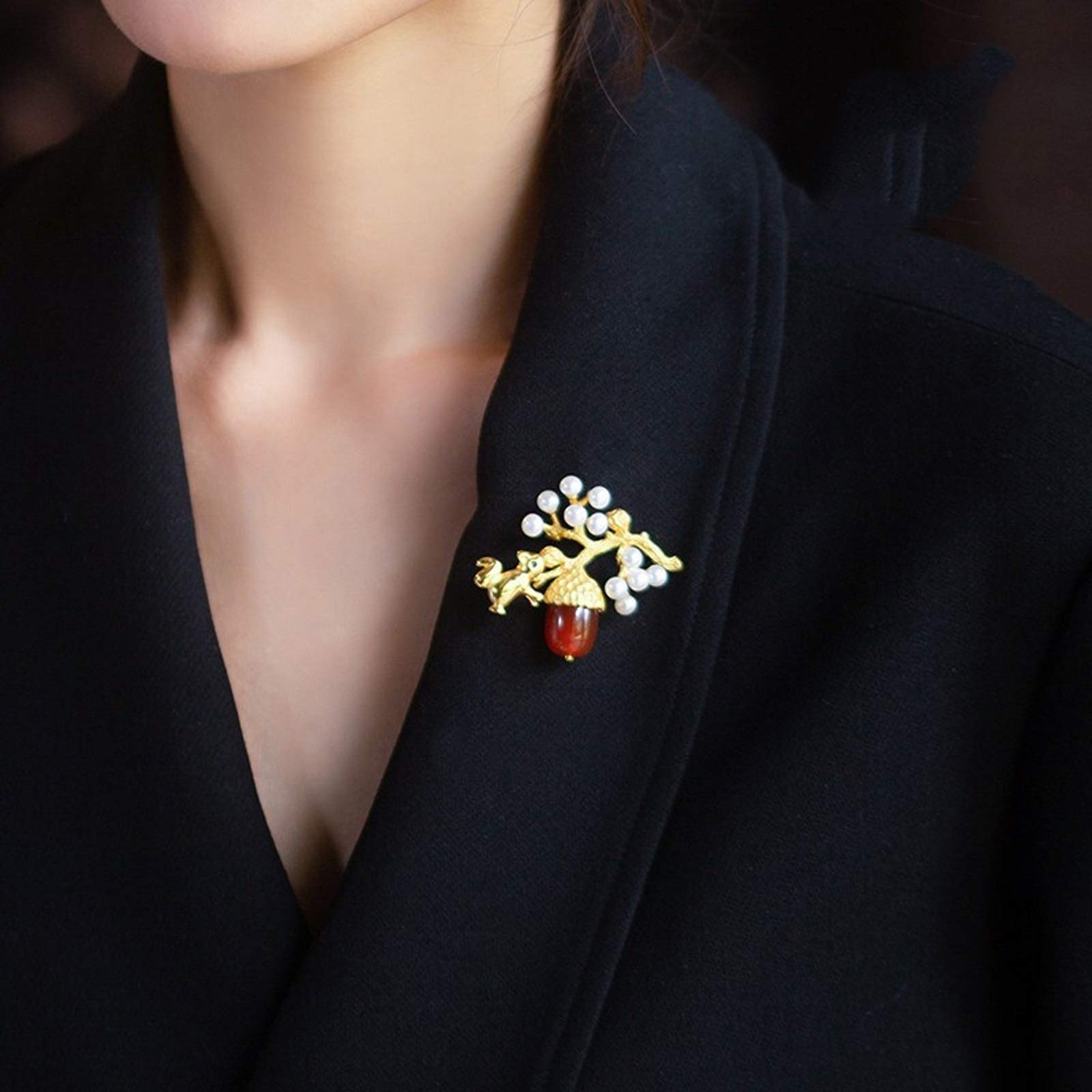 Broszka Pin dla kobiet mężczyzn Szyszka Broszki Retro Temperament Karneol Perła Stanik Kardigan Ubrania Akcesoria Szpilki Wesele Biżuteria Prezenty dla żony Ślub Urodziny