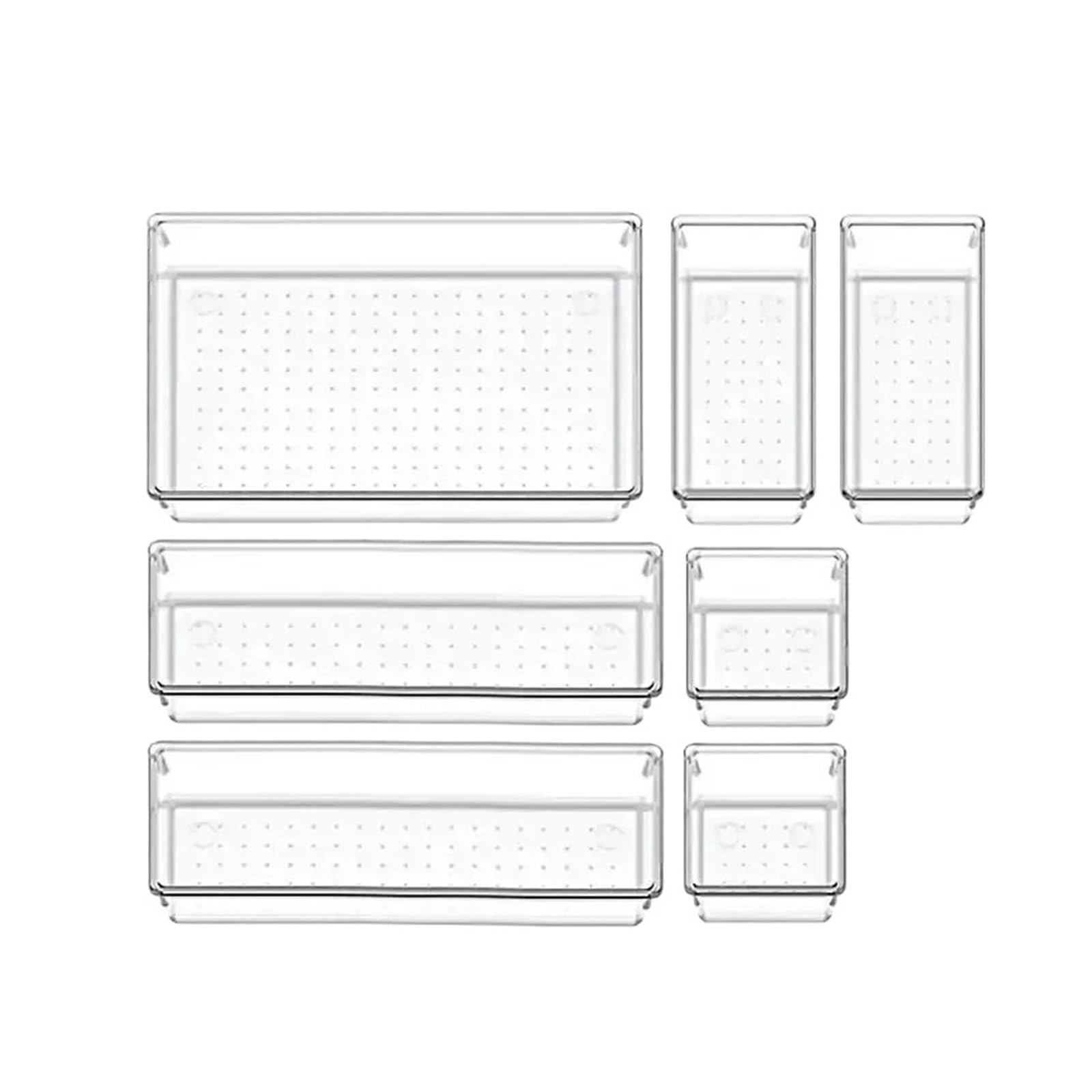 Set di organizzatori for cassetti da 7/14 pezzi, divisori for scrivania in plastica trasparente, contenitori for camera letto, cassettiera, scatola for ufficio(7PCs G1008A)