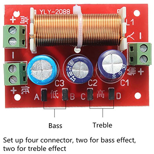 400W Adjustable Treble/Bass Frequency Divider Distributor 2-Way Speaker Audio Crossover Filters #TOP7