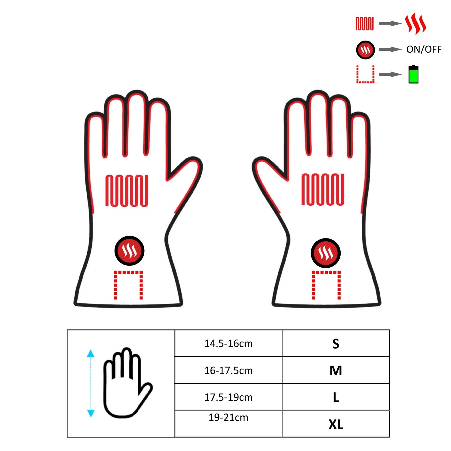 Akku Beheizte Thermoaktive Universalhandschuhe mit Wasserdichtem Bezug