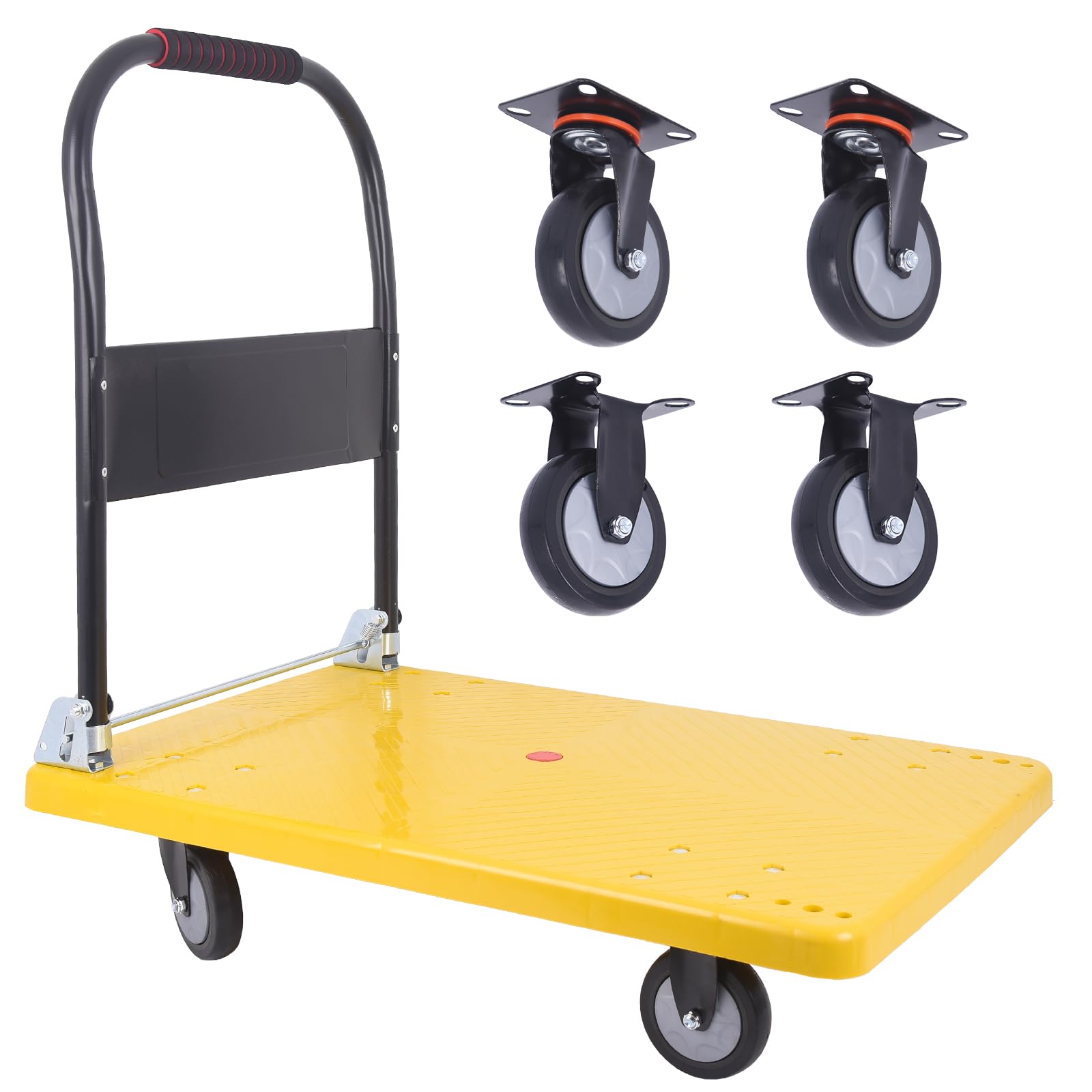 Foldable Push Cart Dolly 660 lbs, Capacity Heavy Duty Moving Platform Trucks Hand Cart with 360° Swivel Wheels for Home Garden Warehouse Garage Workshops — Amazon image 9