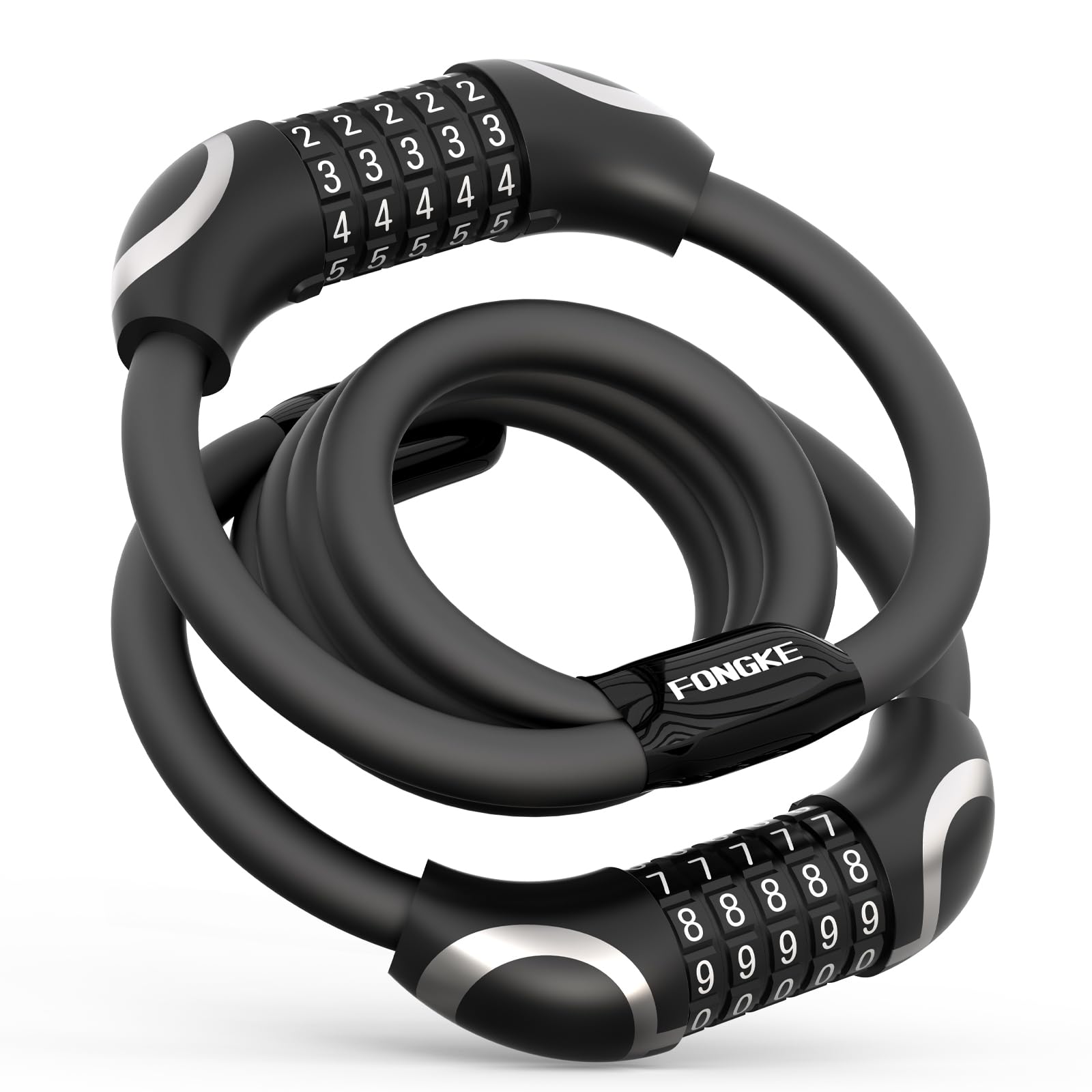 FONGKE Candado Patinete Electrico, Candado Combinacion 5 Dígitos, 115CM × 12MM Alta Seguridad Candado Bicicleta, Antirrobo Patinete Eléctrico, Candado de Cable para Scooter, Bicicleta, Moto