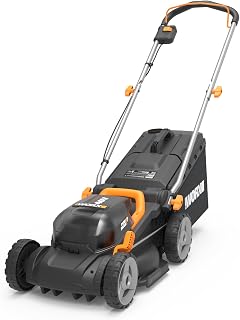 Tondeuse à Gazon sans Fil 40V WG735E, Surface Max de 500 m², Largeur de Coupe de 34 cm, Moteur brushless, Coupe à Ras des Bordures, 6 hauteurs de Coupe, livrée avec 2 Batteries 2,5Ah et Chargeur