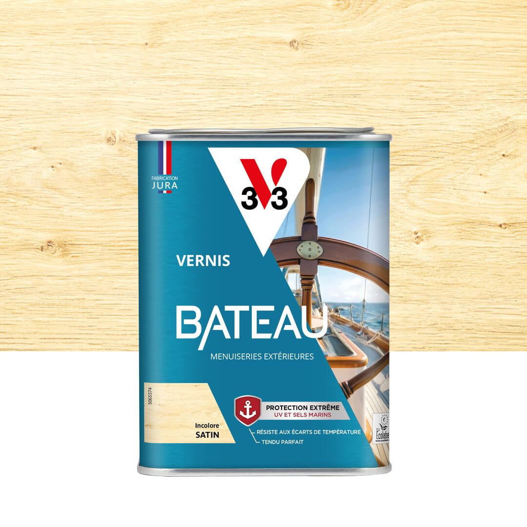 V33 Vernis bois extérieur Incolore satin Protection extrême UV sels marins 1L