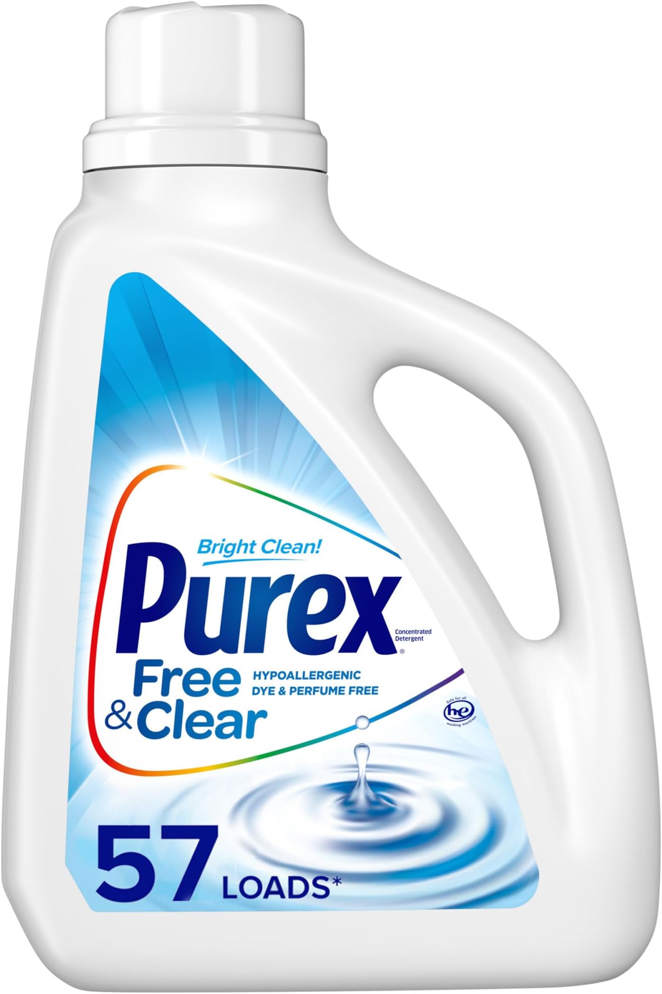 Liquid Laundry Detergent 57 Loads, Free & Clear, Unscented, 75 Fl Oz