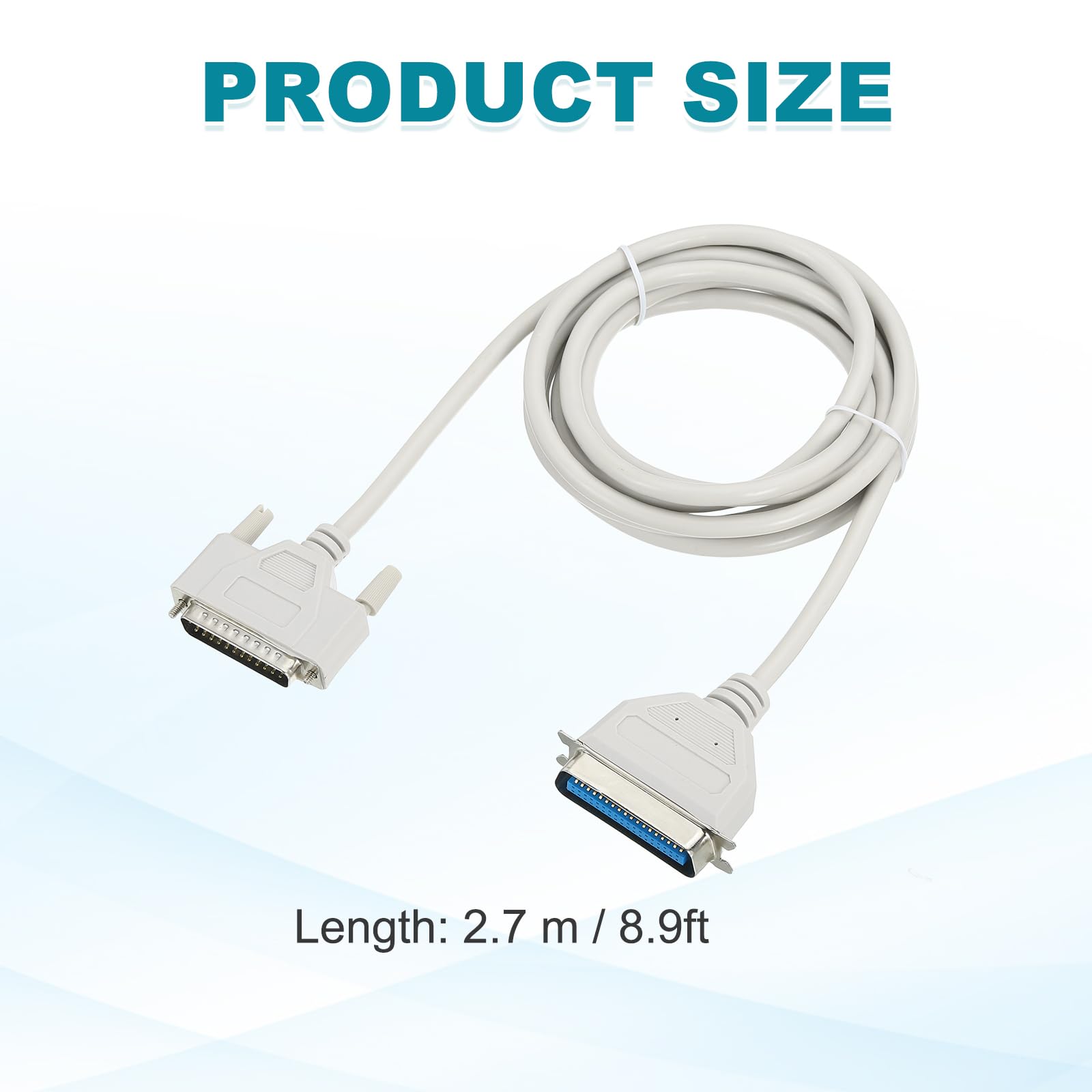 QUARKZMAN Cable Paralelo DB25 De 25 Pines Para Impresora 2.7m (8.9 Pies) DB25 Macho A CN36 Macho 36 Pines Con Conectores Niquelados Para Escáneres E Impresoras Color Beige