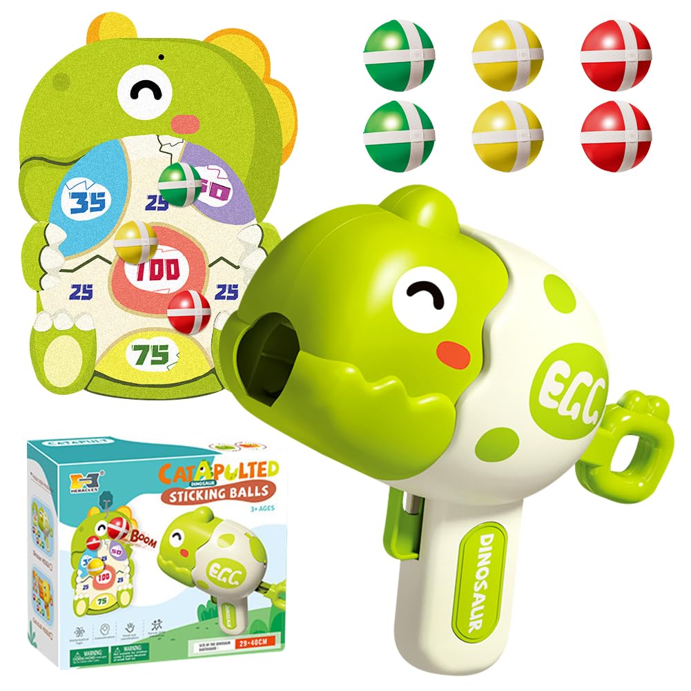 Dinosaur Shooting Game Toy, Dinosaur Darts Game Balls with Dart Board,6 Stickys Balls Blaster Gun Shooting Games Sticky Ball Shootings Games Toys Sticky Ball Launcher Toy Animal Accessory Set