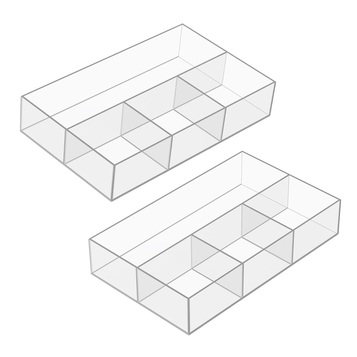 JessLab Acrylic Organizers, Bathroom Organizer for Drawer, Cosmetic Display Cases for Vanity, Countertop, Desk, Kitchen, and Makeup Storage, 2-Pack