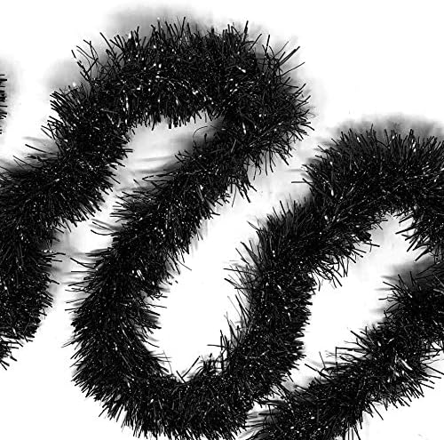 Allgala Black Tinsel Garland, 50 Feet Christmas Metallic Foil Tin...