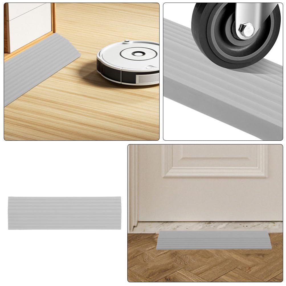 Ipetboom 4pcs Threshold Ramp Wheelchair Ramp Threshold Ramp Vacuum Cleaner Robot Ramp Rise Pad for Driveway Scooter Stroller Grey