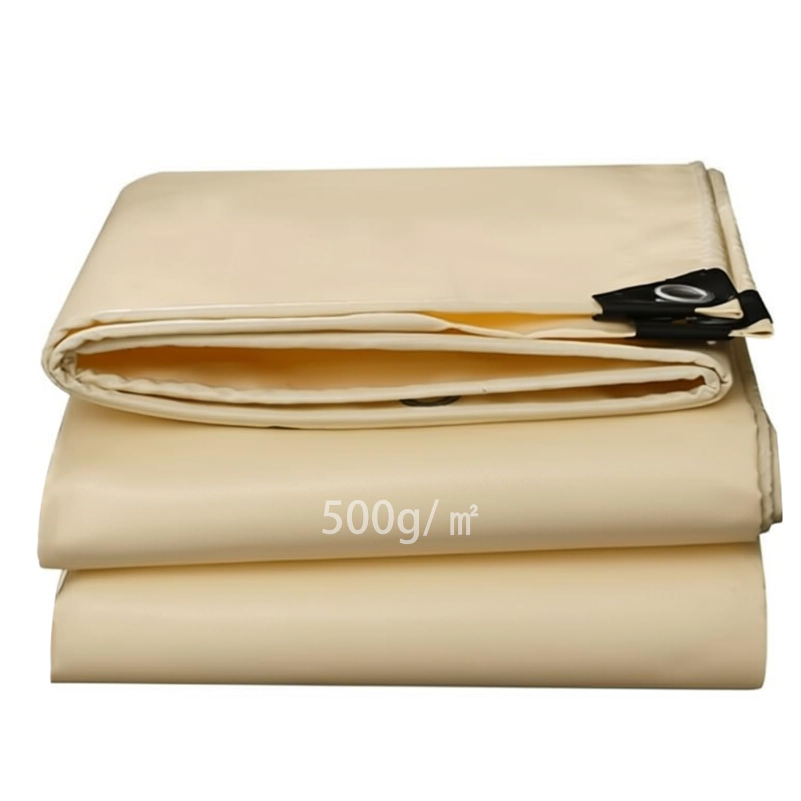 Heavy Duty Waterproof Tarpaulin 500g/m² Beige 1x2m 2x3m 3x4m 4x5m 5x6m Canvas Tarp for Cover Furniture, Shed Roof Cover, Groundsheet(3x3m(9.8ftx9.8ft))