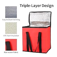 Vista 11 de Bodaon Paquete de 1 bolsas de compras reutilizables aisladas, bolsa enfriadora de picnic XL con cremallera superior para frío, bolsa aislada