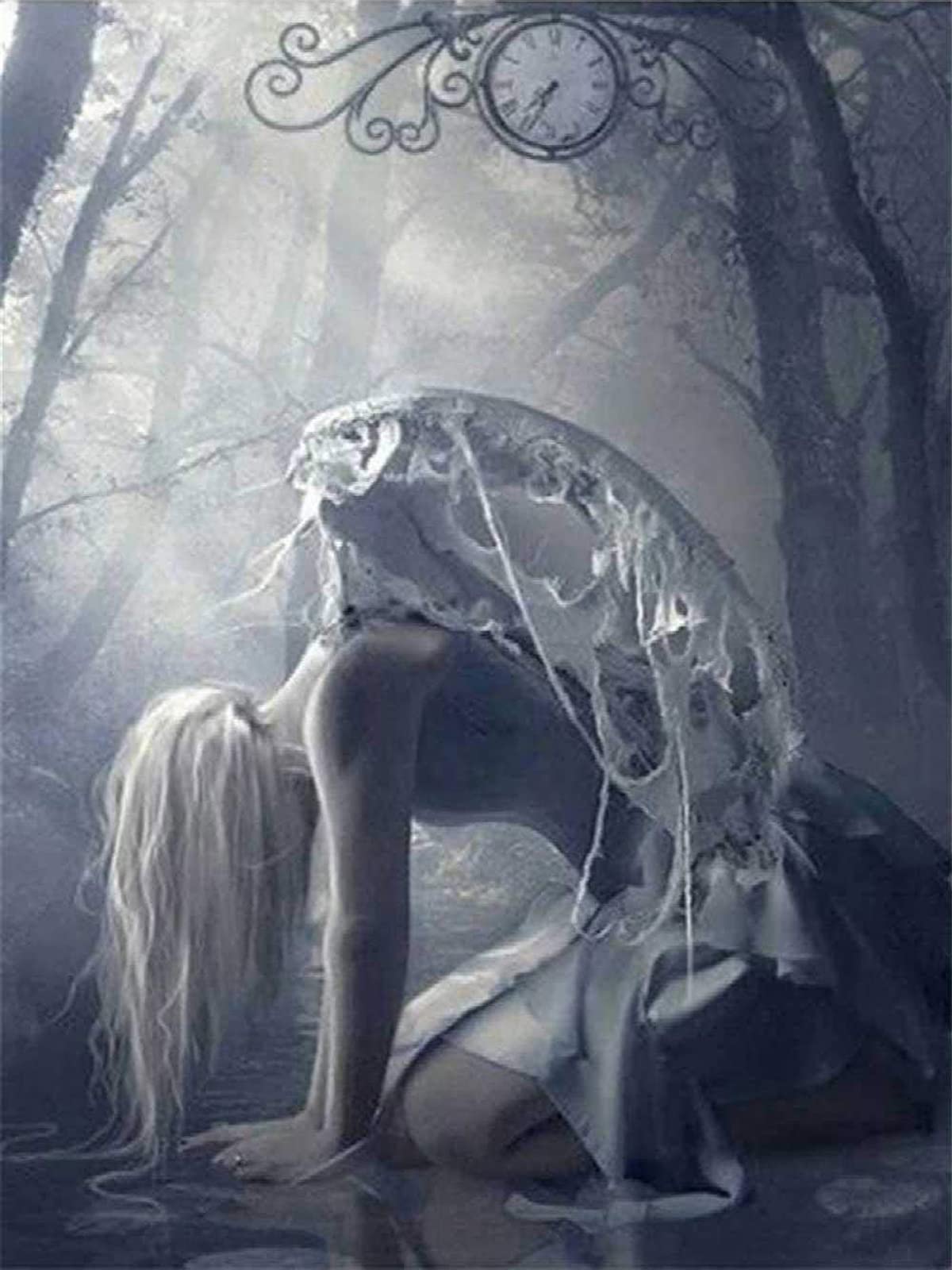 HUASHUZI 5D Diamond Painting Engel Gothic Mädchen Engelsflügel Bilder Diamant Malerei Erwachsene Kreuzstich Kits 30X40cm