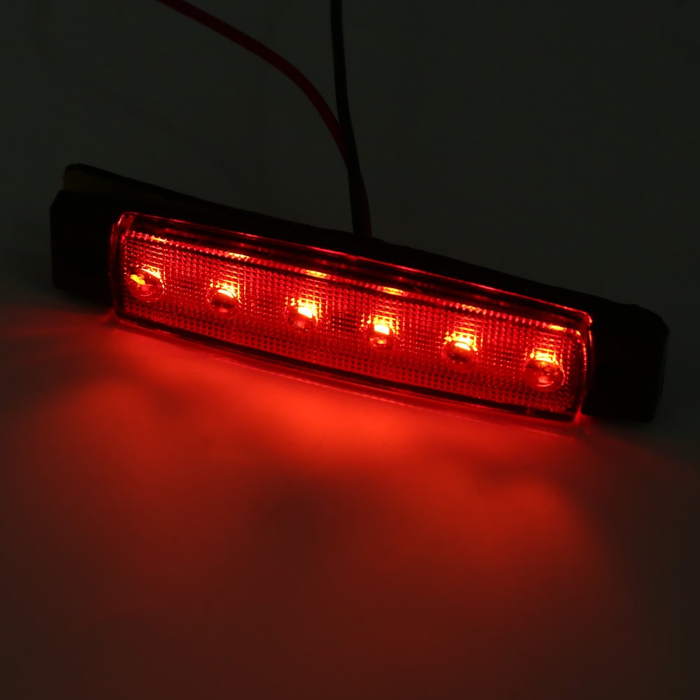 KIMISS led 24v camion-led camion 24v-Luce di Posizione Laterale 10x 6 LED Luce di Ingombro 24V 1500K per Camion, Furgone, Roulotte(Rosso)