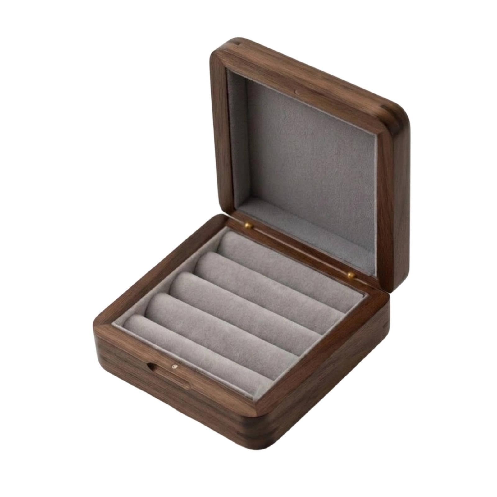 Wooden rings Box Soft Lined rings Box with Hinged Lid Compact Jewelry Organizer with Slots for Dresser, Vanity, Travel-image-4